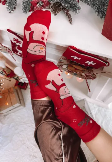 copy of Podkolanówki świąteczne Reindeer czerwone