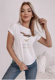 T-shirt ze złotym nadrukiem Rudolph biały 3