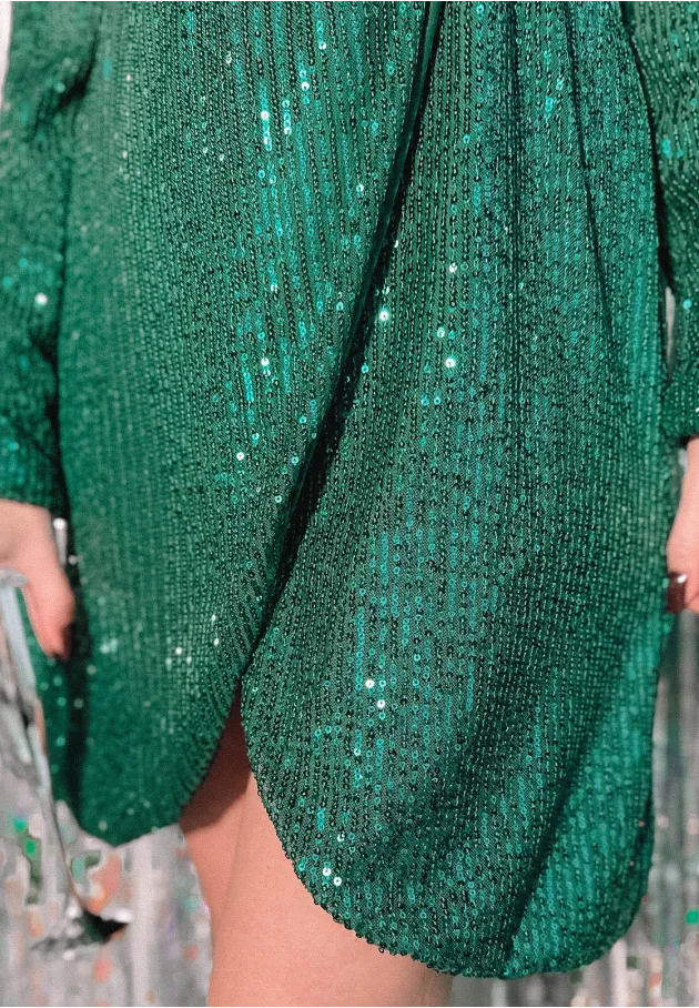 Cekinowa sukienka mini Flawless zielona 7
