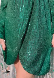 Cekinowa sukienka mini Flawless zielona 7