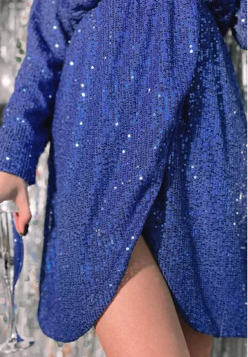 Cekinowa sukienka mini Flawless niebieska 4