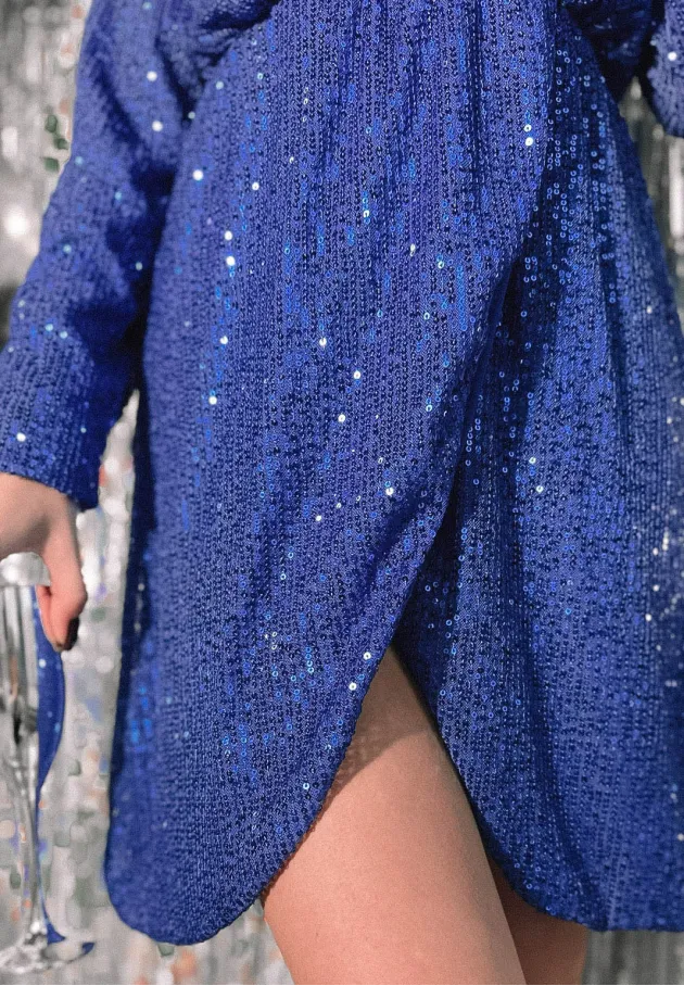 Cekinowa sukienka mini Flawless niebieska 4