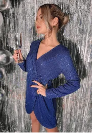 Cekinowa sukienka mini Flawless niebieska 2