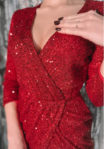 Cekinowa sukienka mini Flawless czerwona 2