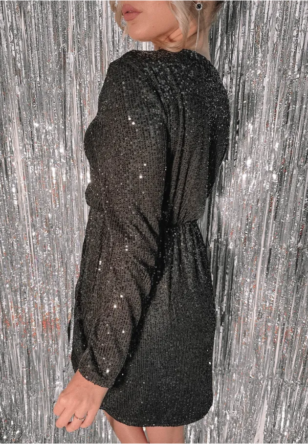 Cekinowa sukienka mini Flawless czarna 8