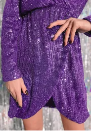 Cekinowa sukienka mini Flawless fioletowa 4