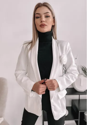 Marynarka oversize z różą Olivia biała 8