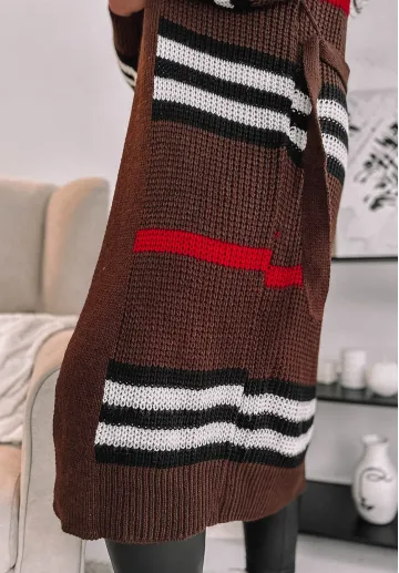 Długi kardigan oversize Cozy brązowy 4