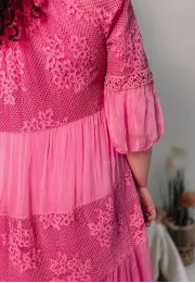 Sukienka maxi z jedwabiem Severina różowa 4
