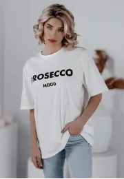 Biały bawełniany t-shirt damski Prosecco
