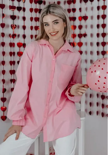 Koszula oversize Unique różowa 1
