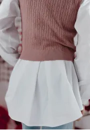 Krótka kamizelka sweterkowa Penny różowa 11