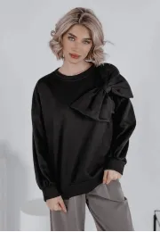 Bluza oversize z kokardą Sweet Bow czarna 1