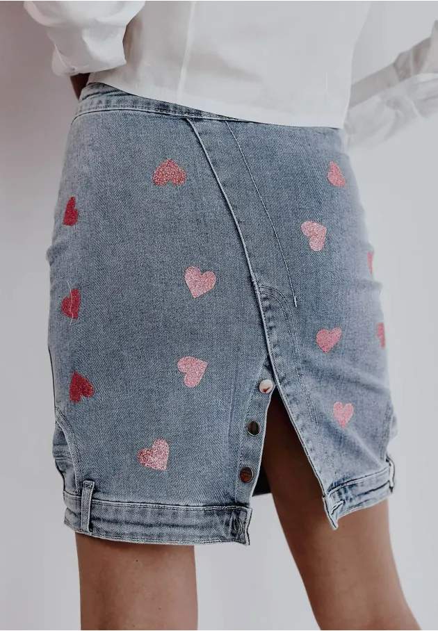 Spódnica jeansowa Pink Hearts 2