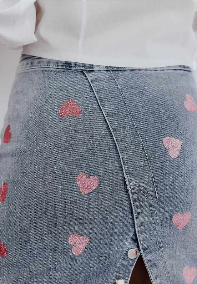 Spódnica jeansowa Pink Hearts 8