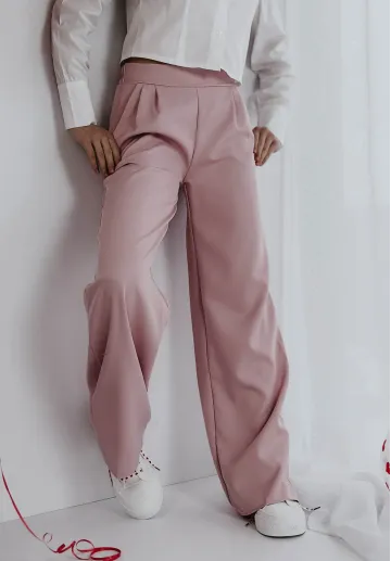 Eleganckie spodnie z prostą nogawką Isla różowe 2