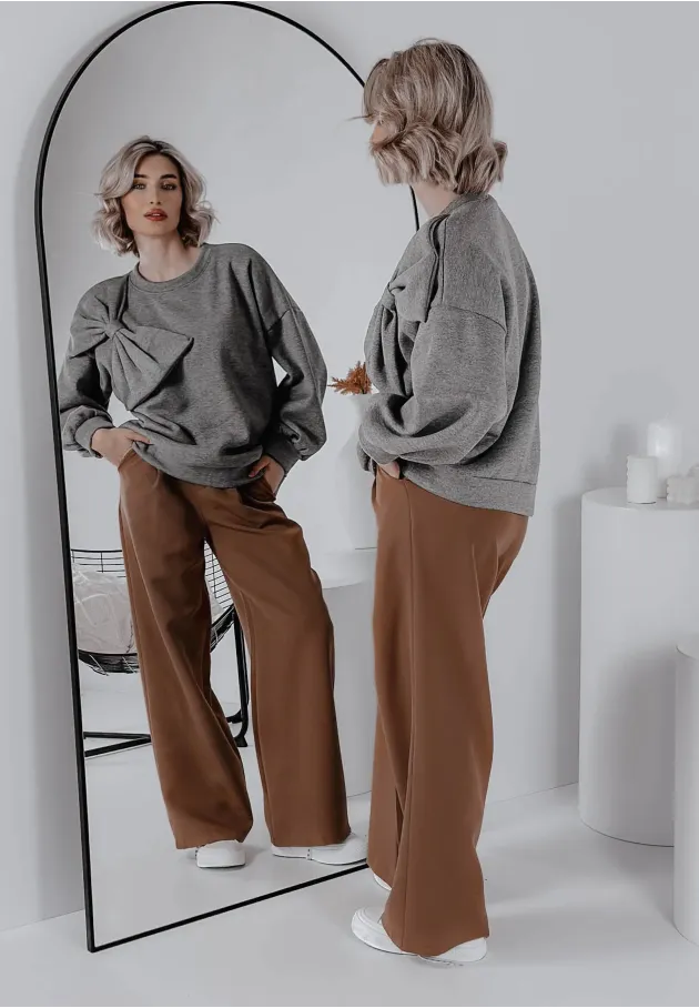 Bluza oversize z kokardą Sweet Bow szara 3