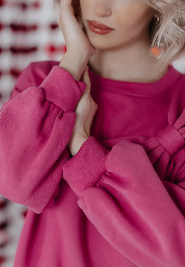 Bluza oversize z kokardą Sweet Bow różowa 4