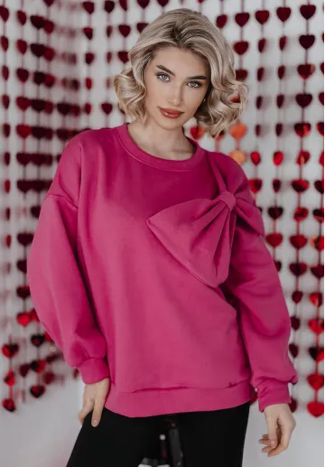 Bluza oversize z kokardą Sweet Bow różowa 1