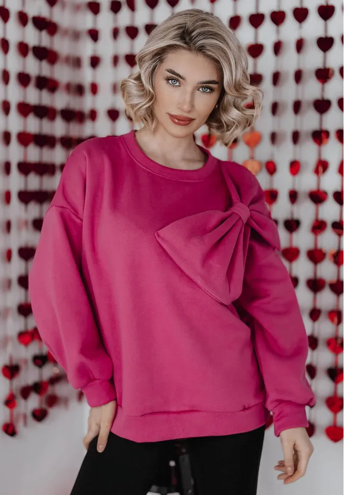 Bluza oversize z kokardą Sweet Bow różowa 1