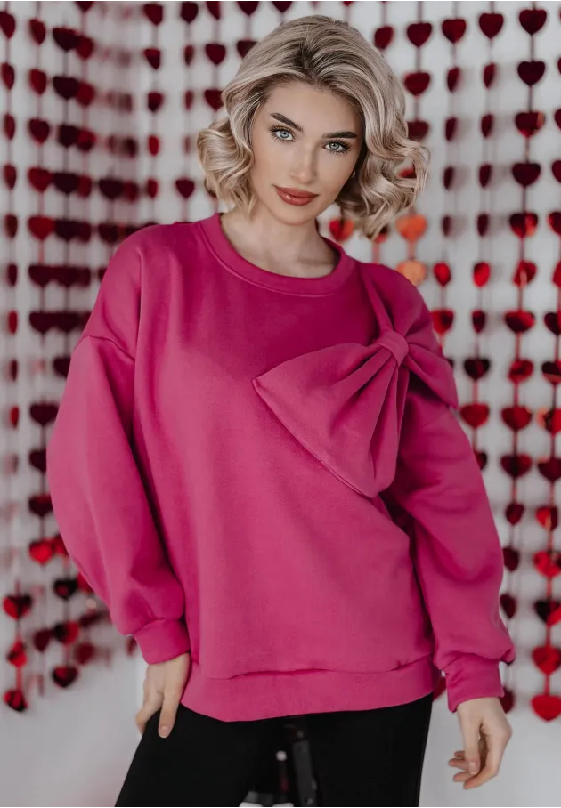 Bluza oversize z kokardą Sweet Bow różowa 1