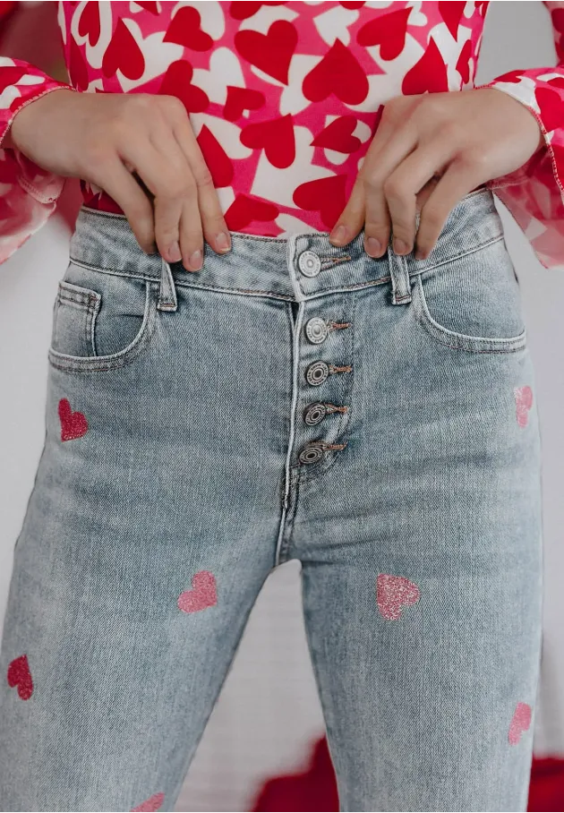 Spodnie jeansowe z sercami Elora 3