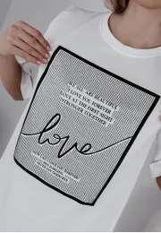 T-shirt z cekinowym zdobieniem i nadrukiem Hey Darling  biały 3