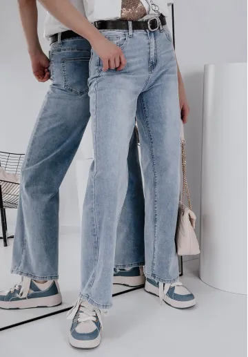 Spodnie jeansowe z szeroką nogawką Town niebieskie 1