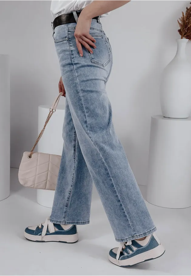 Spodnie jeansowe z szeroką nogawką Town niebieskie 6