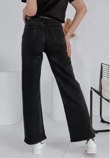 Spodnie jeansowe z szeroką nogawką Town czarne 3
