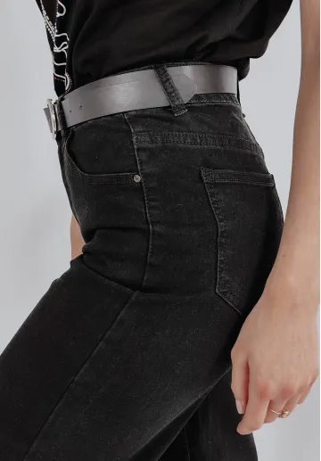 Spodnie jeansowe z szeroką nogawką Town czarne 5
