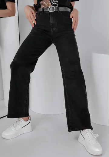 Spodnie jeansowe z szeroką nogawką Town czarne 7