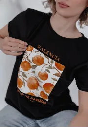 T-shirt z nadrukiem Oranges czarny 3