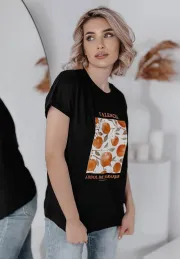 T-shirt z nadrukiem Oranges czarny 5