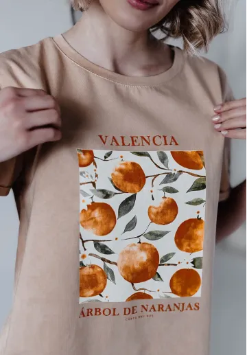 T-shirt z nadrukiem Oranges beżowy 3