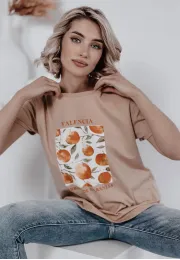 T-shirt z nadrukiem Oranges beżowy 1
