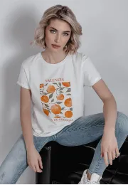 T-shirt z nadrukiem Oranges biały 2