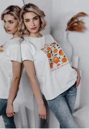 T-shirt z nadrukiem Oranges biały 4