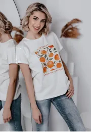 T-shirt damski biały z nadrukiem Oranges