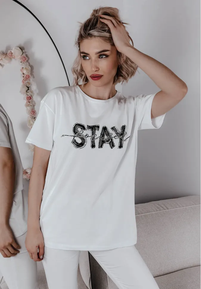 T-shirt Stay Focused biały 1