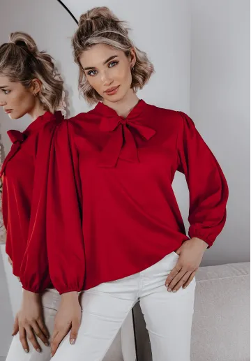 Elegancka bluzka z wiązaniem Elodie czerwona 1