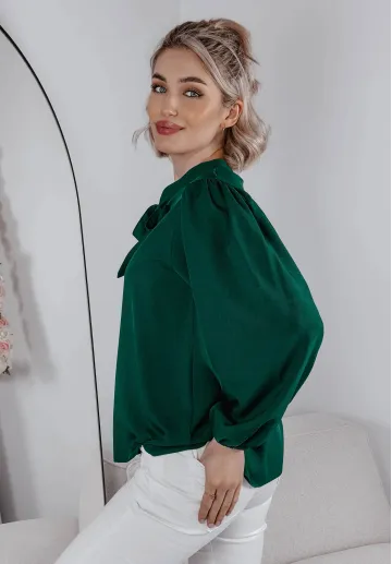 Elegancka bluzka z wiązaniem Elodie zielona 2