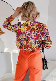 Wzorzysta koszula Flora pomarańczowa 3
