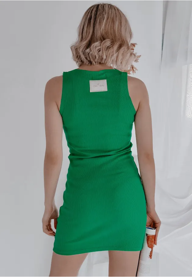 Prążkowana sukienka bez rękawów Gia zielona 3
