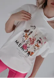 T-shirt z nadrukiem Memory Flowers biały 6