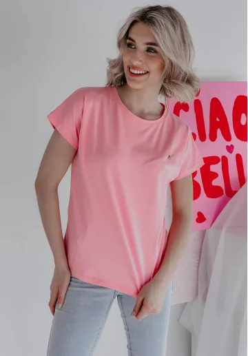 T-shirt z przypinką Hare różowy 2