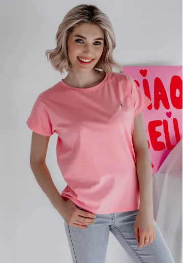 T-shirt z przypinką Hare różowy