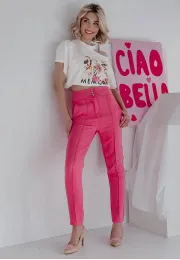 Eleganckie spodnie Visity różowe 2