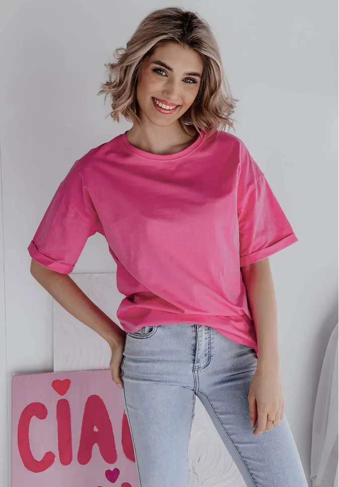 Długi t-shirt tunika Long Tee różowy 1