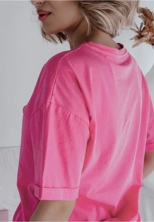 Długi t-shirt tunika Long Tee różowy 7